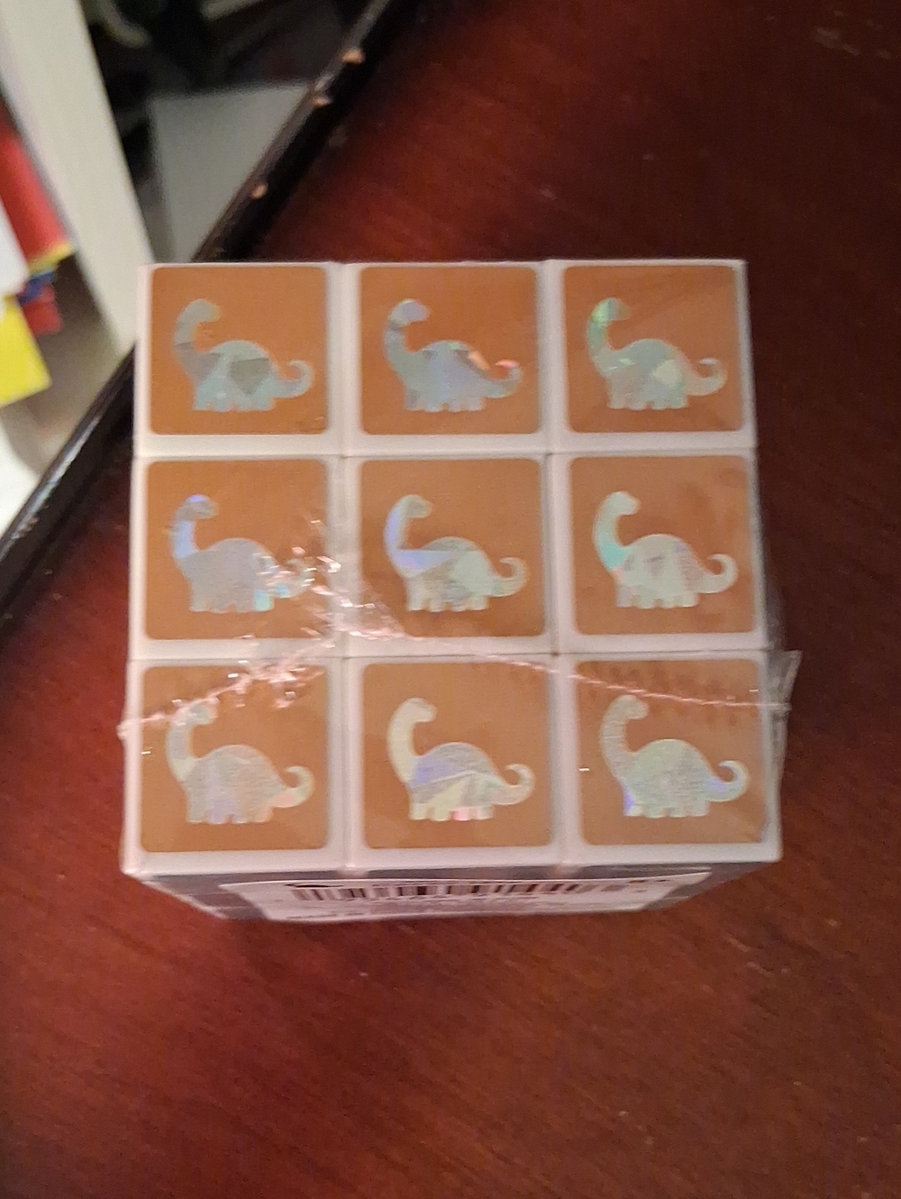 Kids Puzzle Cube with Brown Dinosaur Sticker Tiles